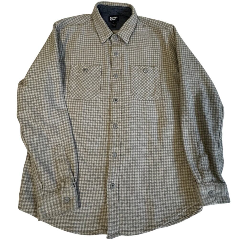 Lands End Heavy Woven Shirt Jacket Plaid Mens